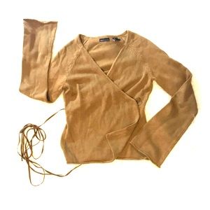 85%Silk and 15%Cashmere camel wrap sweater w/ ties